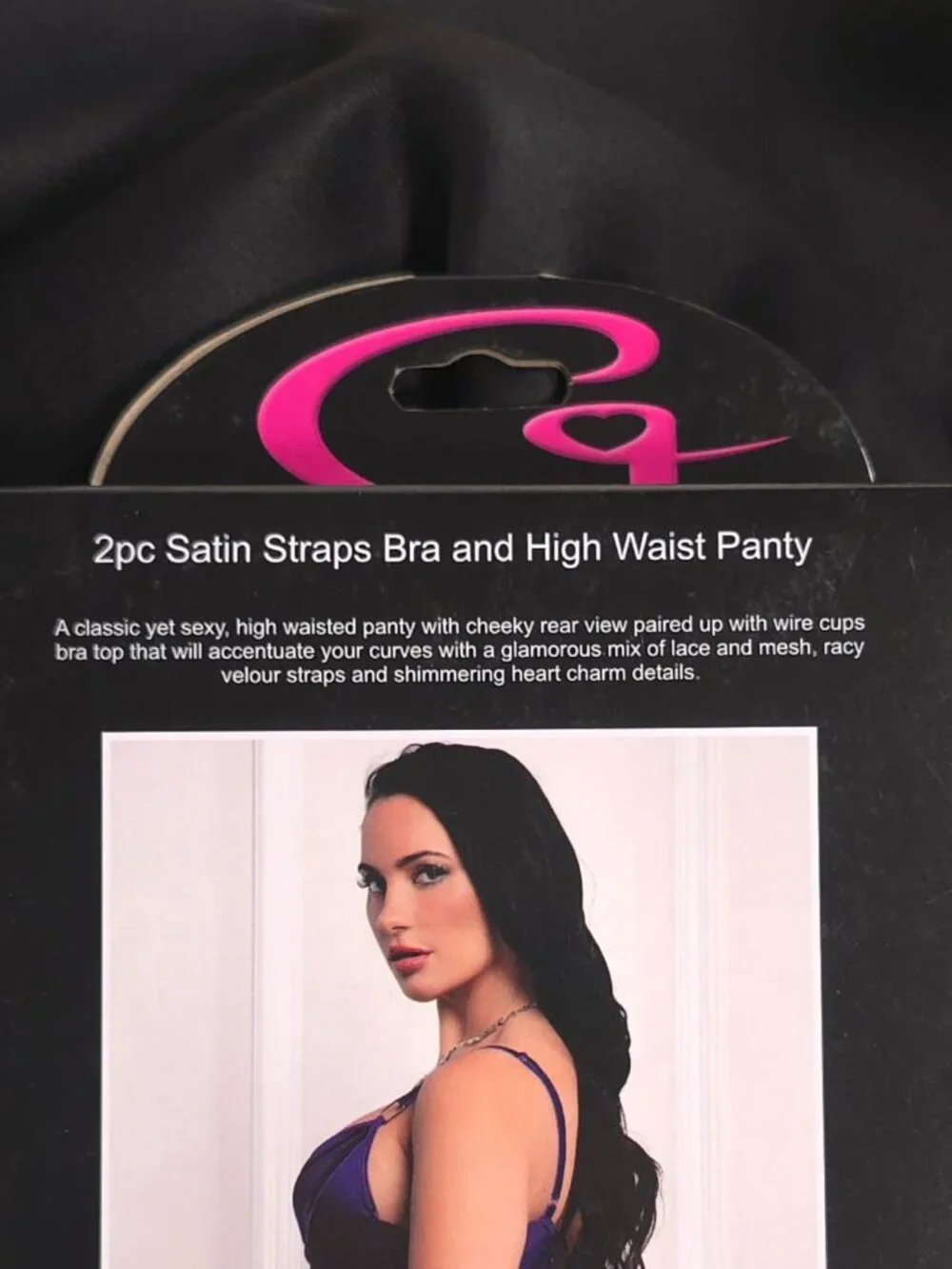 G WORLD Intimates Royal Purple 2-Piece Satin Straps Bra High Waist Panty Set